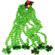 AUTRUCKER 12 PCS St. Patrick's Day Shamrock 24 Metallic Green Beaded Necklaces, St. Patrick Party Costume Necklace Dressing-up Accessories Party Favor and Supplies