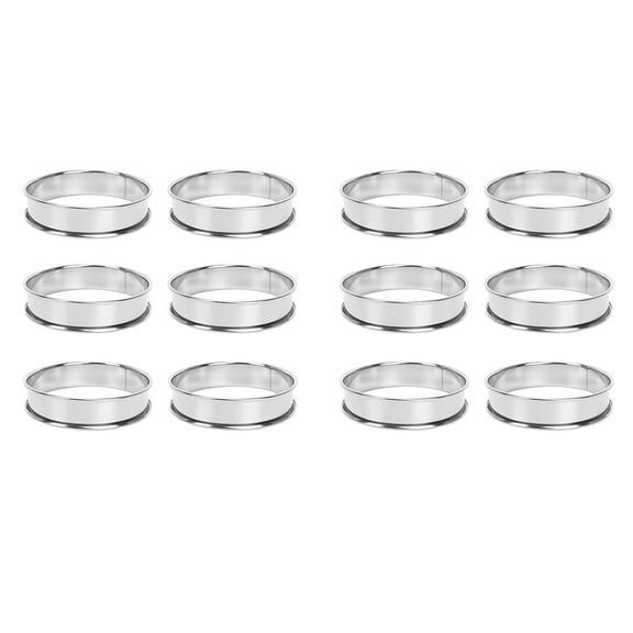 12 PCS Stainless Steel Muffin Tart Rings, Metal Molds Double Rolled Crumpet Circular Pastry