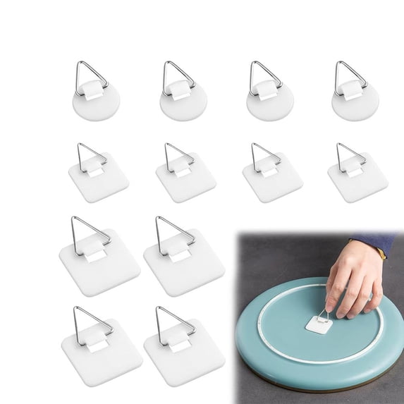 12 PCS Stick-on Picture Hangers with Linen Texture, Fuss-Free Solutions for Hanging Frames and Wall Decor