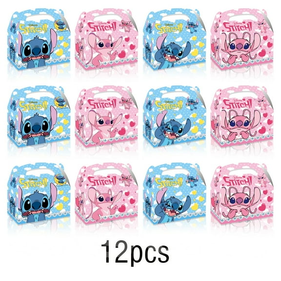 12 PCS Anime Cartoon Party Kraft Paper Goodie Boxes – Small Gift Boxes for Lilo Themed Birthday Supplies & Decorations