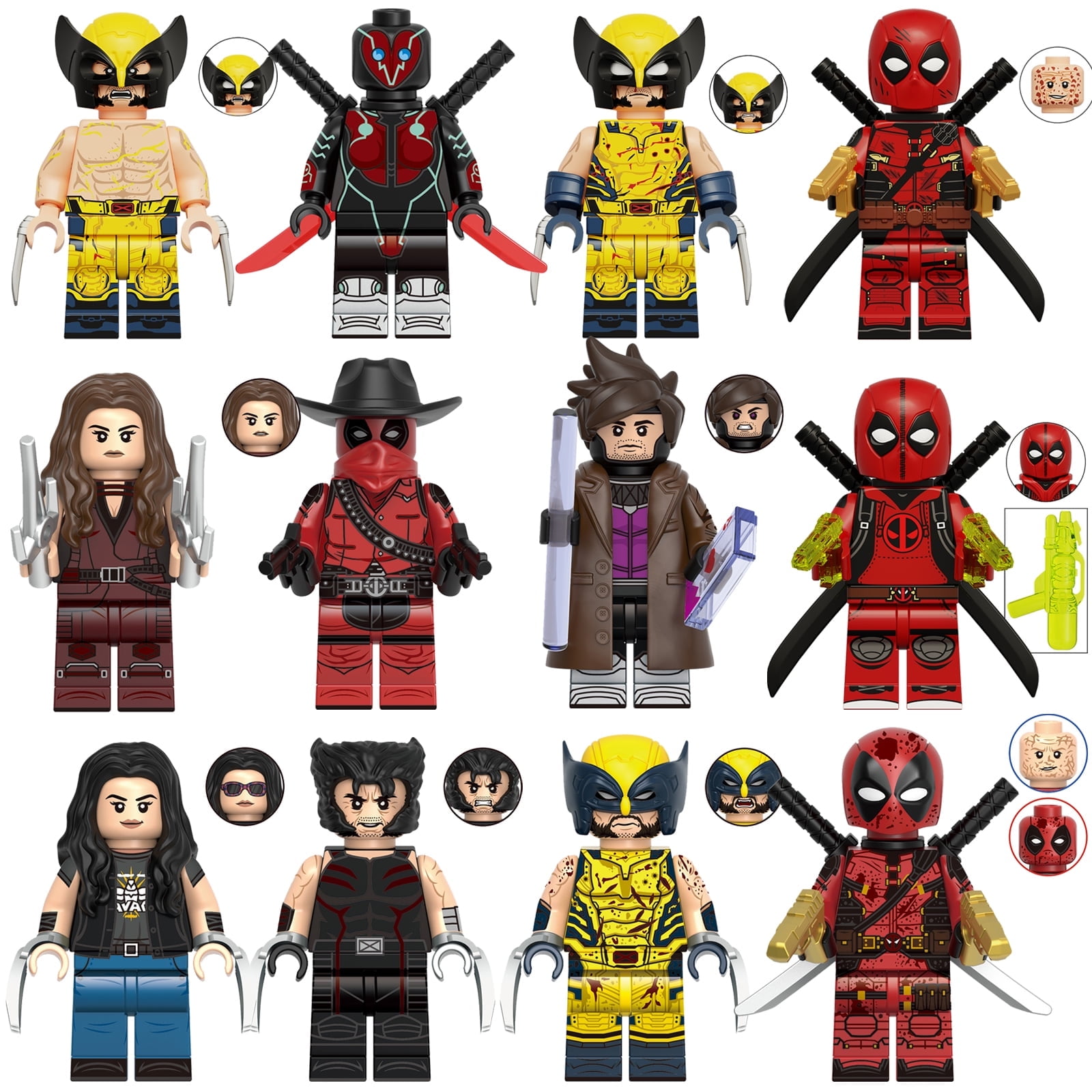 12 PCS Superhero Deadpool Minifigures Wolverine Gambit Action Figures Building Blocks Toys for Kids Birthday Gifts Super Hero Toys
