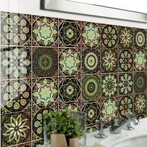 12 PCS Tiles Stickers Kitchen Backsplash Decals 6x6inch Mandala Wall Stickers Vinyl Peel and Stick Bathroom Stairs Decor