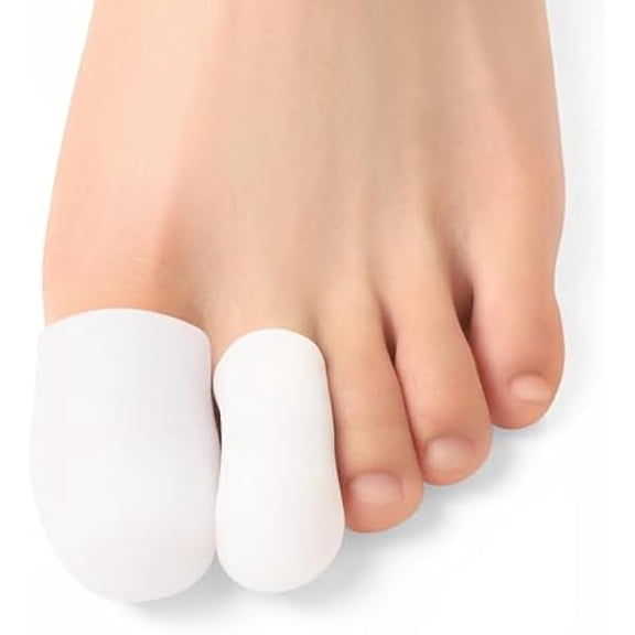 12 PCS Toe Protectors, Silicone Toe Caps to Cushion Toe Blister, Corn, Callus, Hammer Toes,Great for Running, Walking, Stop Toe Pain (White,Multi-Size)
