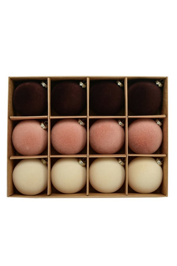 12 PCS Velvet Christmas Ornaments Balls Velvet Ornaments for Christmas Tree 2.36In Flocked Ornaments Balls Xmas Tree Hanging Decorations Set for Holiday Party Home Decor