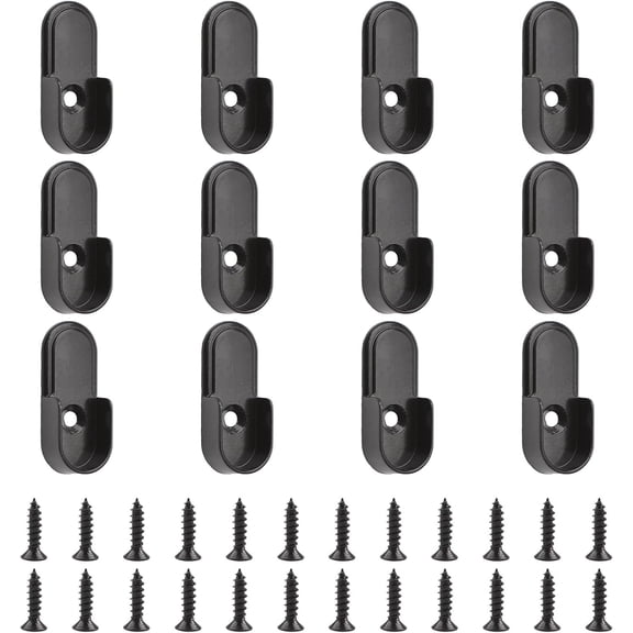 12 PCS Wardrobe Bracket Zinc Alloy Closet Rod Holders Wall Mounted Wardrobe Pipe Flange Bracket Curtain Pole End Supports, Black
