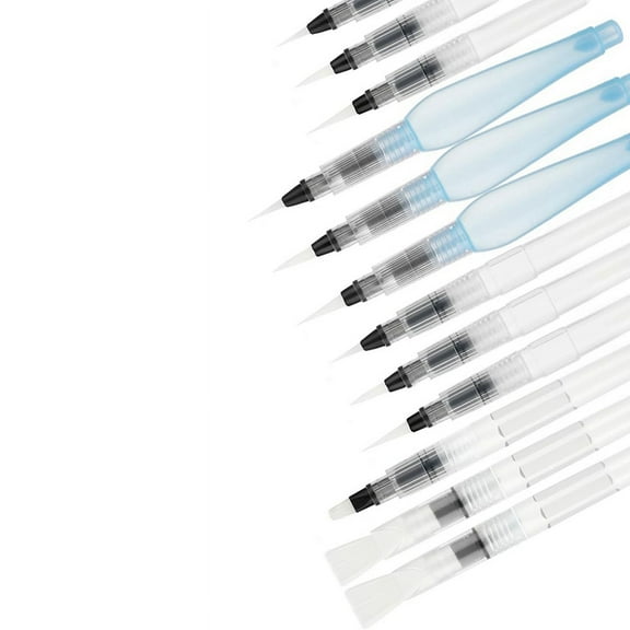 12 PCS Watercolour Brush Pens, Refillable Water Brush Pens Different Size Painting Wat y12356