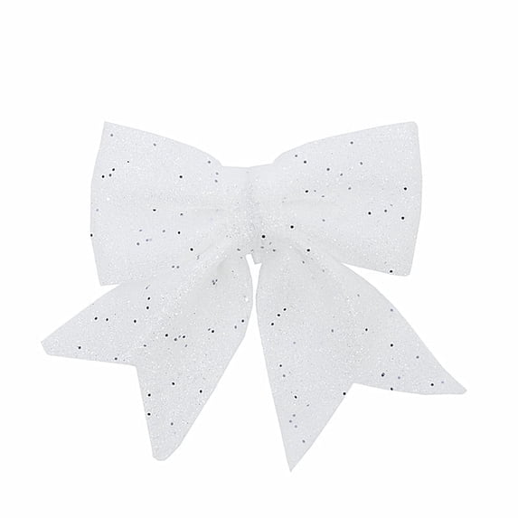 12 PCS White Christmas Bows, 5.5 Inch Glitter Sequin Bows for Christmas Trees & Wreath Decorations