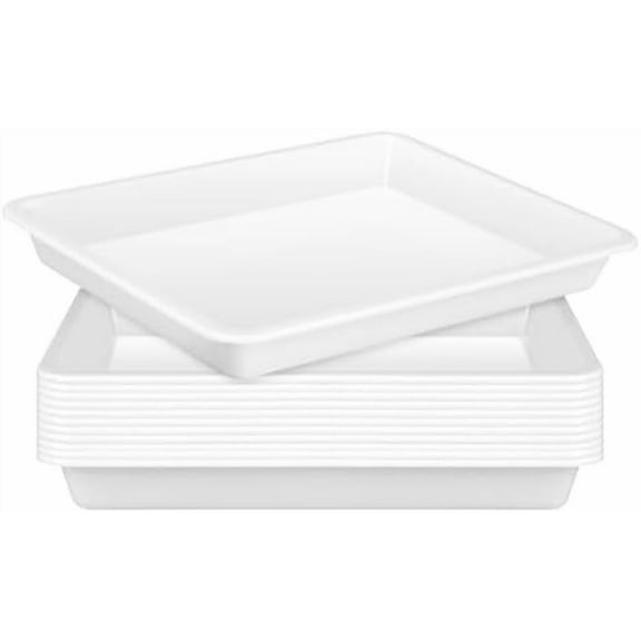 12 PCS White Plastic Trays, Stackable Art Tray for Classroom Activity, Small Craft Trays for Building Blocks, Beads Puzzle Sorting, DIY Projects, Painting (11x8.2 Inch)