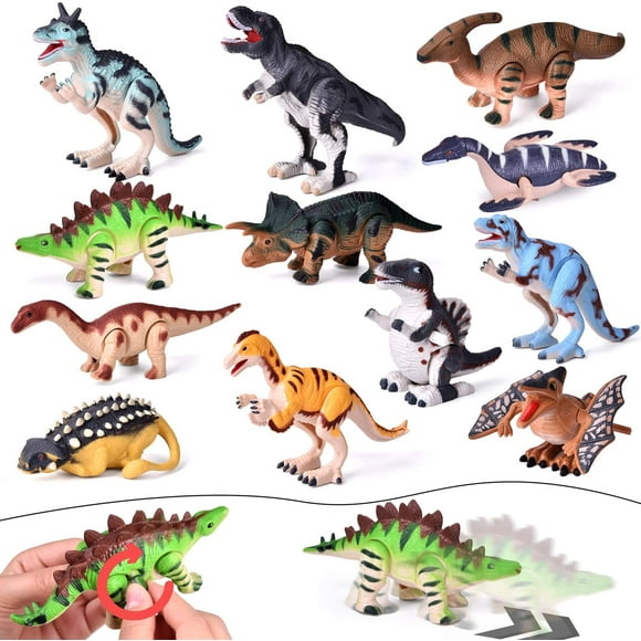 12 PCS Wind Up Toys for Kids, Toddler Bath Pool Clockwork Dinosaur Toys Bulk Flip Walking Jumping, Dinosaur Birthday Christmas Party Supplies Favors Gifts Stocking Stuffers