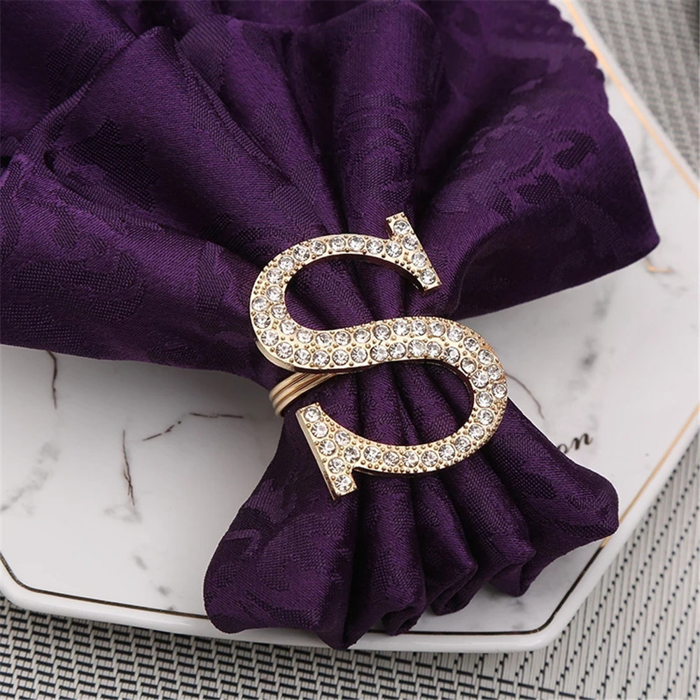 12 / PCS diamond metal letter napkin ring napkin ring restaurant el