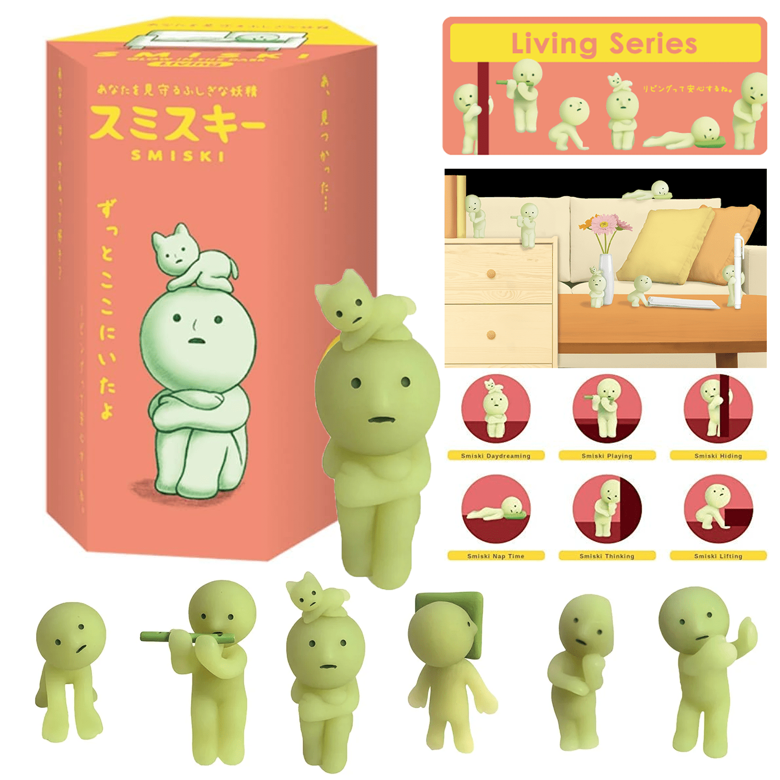 12 PCS,dream Smiski Figure Toy Glow In the Dark, living Series,random ...