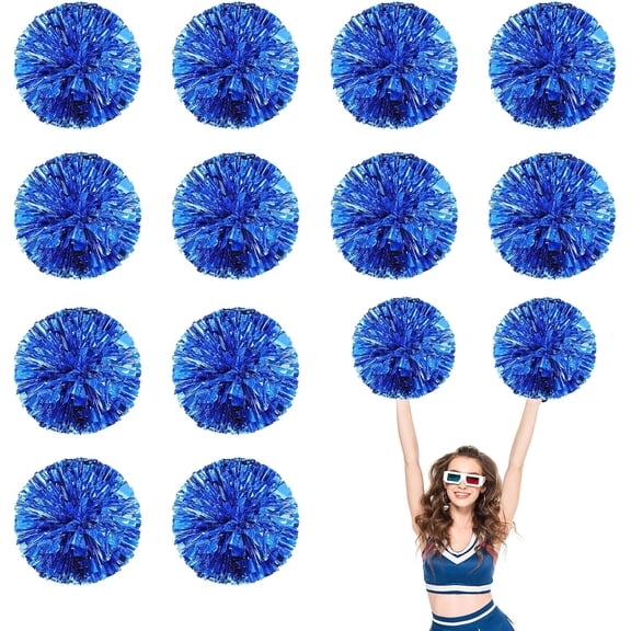 12 PCS Cheerleading Poms, 13.8inch Sports Dance for Sports Team Spirit Cheering with Finger Rings