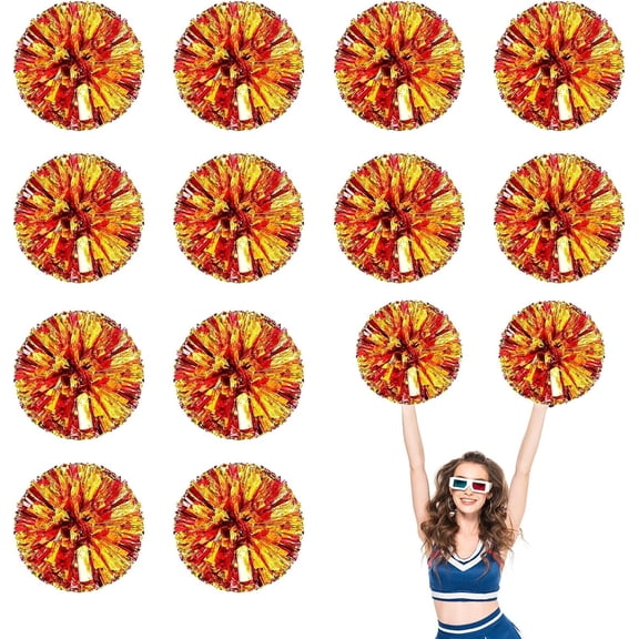 12 PCS Cheerleading Poms, 13.8inch Sports Dance for Sports Team Spirit Cheering with Finger Rings