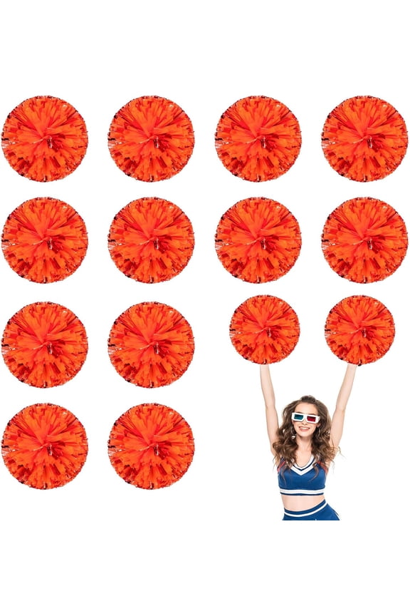 12 PCS pom poms Cheerleading,13.8inch Sports Team Spirits Cheering Squad Dance Training with Finger Rings