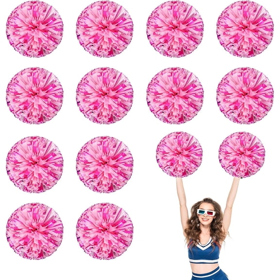 12 PCS pom poms Cheerleading,13.8inch Sports Team Spirits Cheering Squad Dance Training with Finger Rings