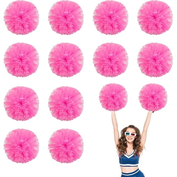 12 PCS pom poms Cheerleading,13.8inch Sports Team Spirits Cheering Squad Dance Training with Finger Rings