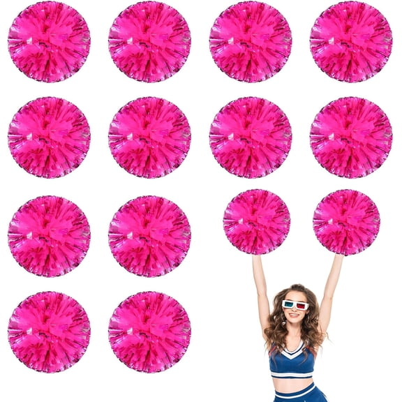 12 PCS pom poms Cheerleading,13.8inch Sports Team Spirits Cheering Squad Dance Training with Finger Rings