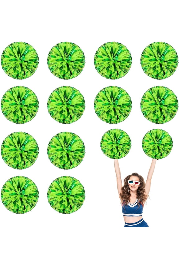 12 PCS pom poms Cheerleading,13.8inch Sports Team Spirits Cheering Squad Dance Training with Finger Rings