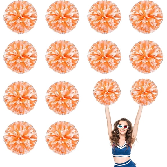 12 PCS pom poms Cheerleading,13.8inch Sports Team Spirits Cheering Squad Dance Training with Handle Rings
