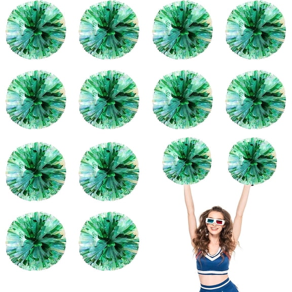 12 PCS pom poms Cheerleading,13.8inch Sports Team Spirits Cheering Squad Dance Training with Handle Rings