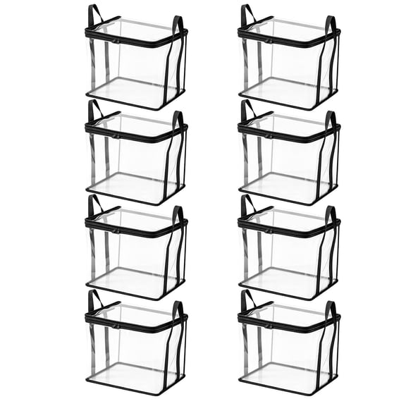 12 PCSHeavy Duty Clear PVC Storage Bag for Clothes Moving, 32x24x25cm Stackable Tote with Handle and Zipper, College Dorm Home Organization