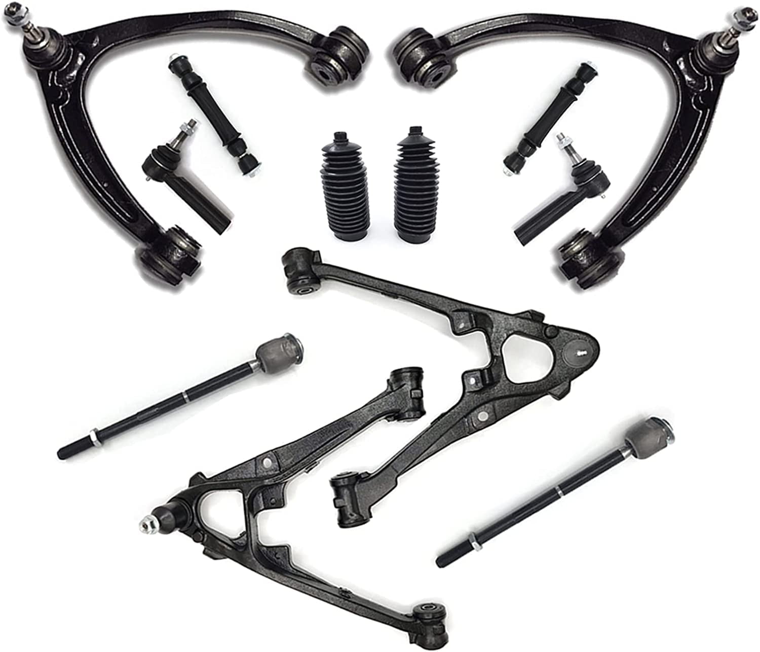 12 PCs Front Upper Lower Control Arm Suspension Kit With Sway Bar Links Tie Rod Replacement for 07-13 Cadillac Escalade, Chevy Avalanche Silverado 1500 Suburban 1500 GMC Yukon Sierra 1500 Tahoe