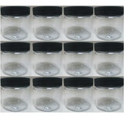 12 PET Plastic 2 Oz Empty Clear Containers Cosmetic Jar Cap Creams Makeup Travel