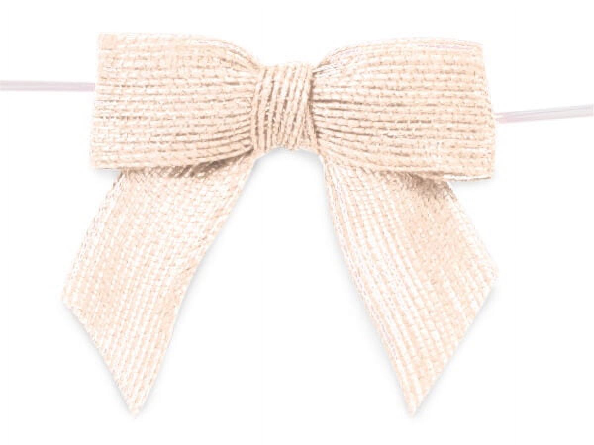 12 PK, 3" Ivory PreTied Jute Bows With Twist Ties For Rustic Decor