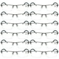 thumbnail image 1 of 12 PK Men's Blue Light Blocking Reading Glasses - Rectangular Metal Half-Frame - Spring Hinge Readers +1.50, 1 of 6