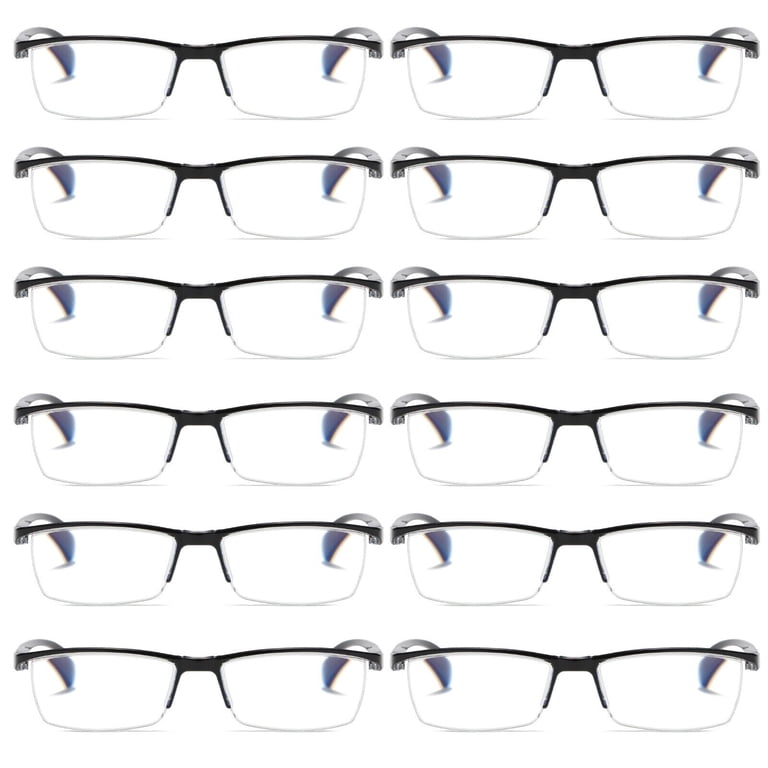 12 Pairs Mens Rectangular Blue Light Blocking Reading Glasses Spring Hinge Readers 1 25 12 Pairs Mens Rectangular Blue Light Blocking Reading Glasses Spring Hinge Readers 1 25