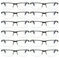 thumbnail image 1 of 12 PK Mens Reading Glasses Readers - Rectangular Half-Frame - Lightweight & Spring Hinge - Block Harmful Blue Light +3.00, 1 of 6