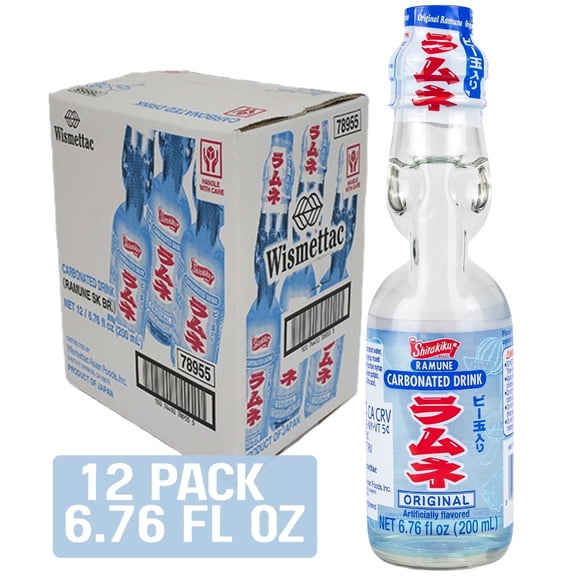 SHIRAKIKU Ramune Japanese Carbonated Drink Original, 6.76 fl oz, 12 pack