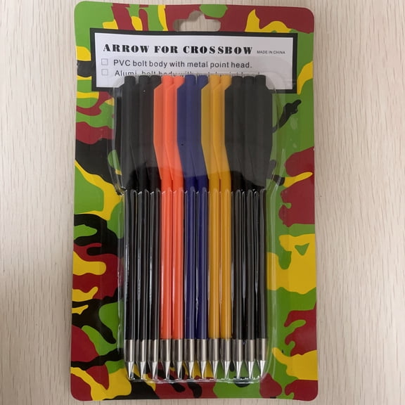 12 PVC Crossbow Bolts Colored 50-80 Lbs Pistol Style Crossbow