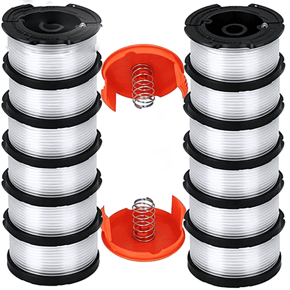 12 Pack 0.065 30ft Weed Wacker String Refill Automatic Feed String Trimmer Replacement Spool with 2 Caps Compatible with Black+Decker AF-100-3ZP