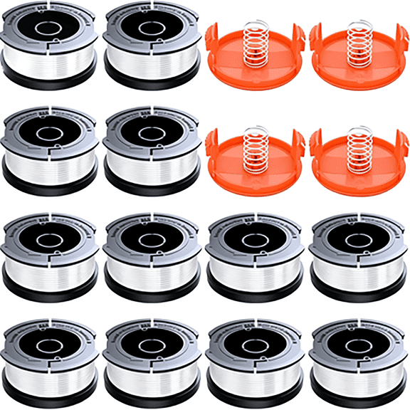 12 Pack 0.065" Weed Eater String Trimmer Line Spool 30ft Autofeed Weed Wacker Spool Compatible with Black+Decker (12 Spools,4 Spool Caps,4 Springs)