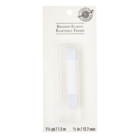 12 Pack: 1/2" White Braided Elastic by Loops & Threads