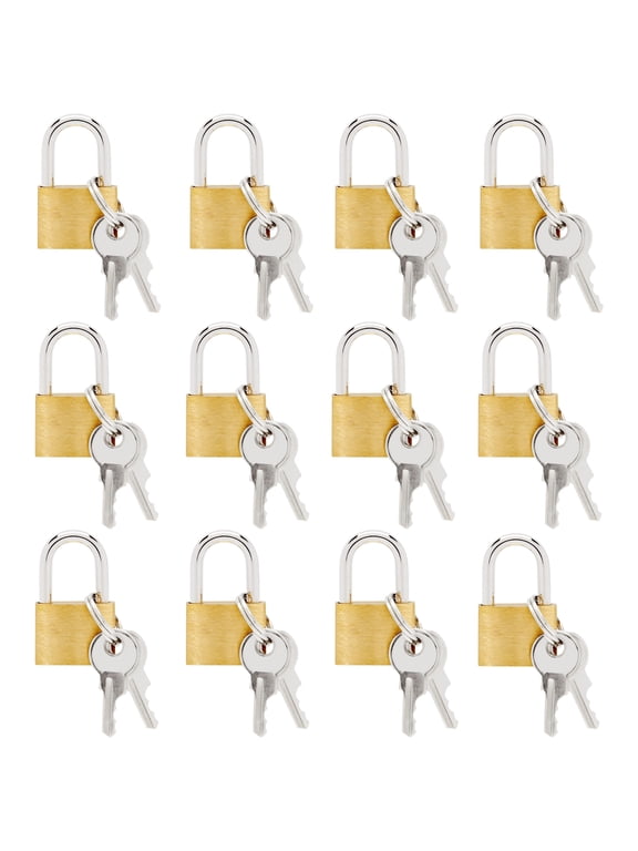 Luggage Locks with Keys - Mini Lock for Diaries & Jewelry Boxes - Travel Security for Suitcases & Bags - 12 Pack, 0.7 x 1.2 x 0.25 in, Gold & Silver