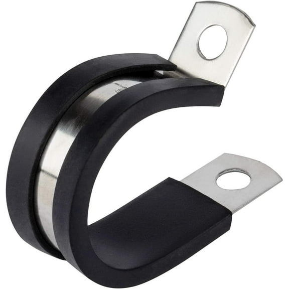 12 Pack 1/4 Inch Rubber Cushioned Stainless Steel Cable Clamp, Hose Clamp, Pipe Clamp (1/4 Inch)