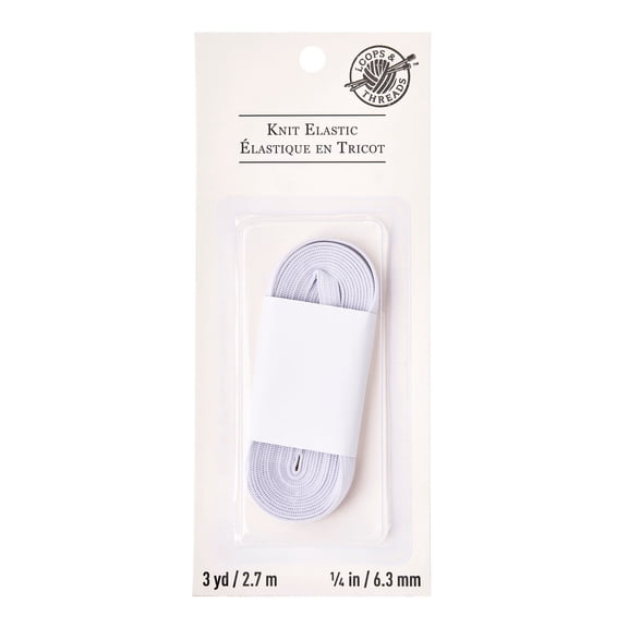 Loops & Threads 1/4" White Knit Elastic, 12 Pack