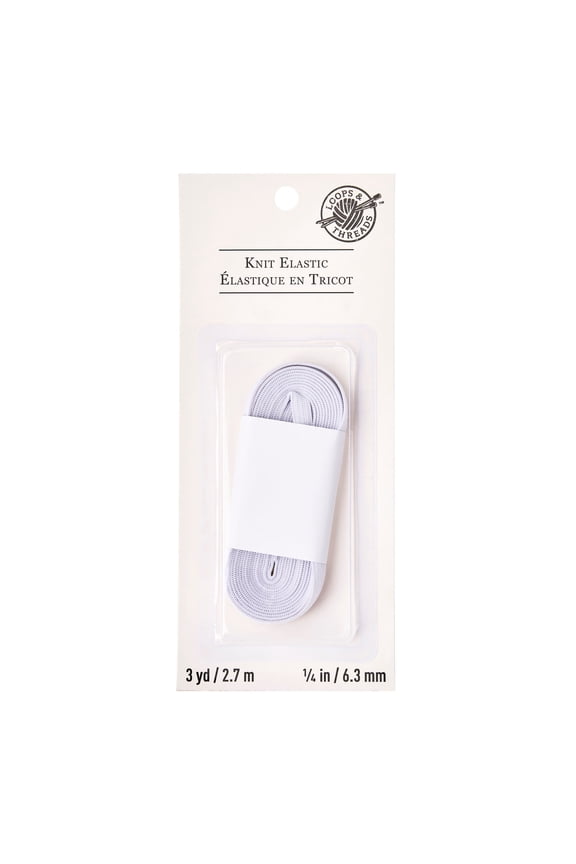 1/4" White Knit Elastic, 12 Pack