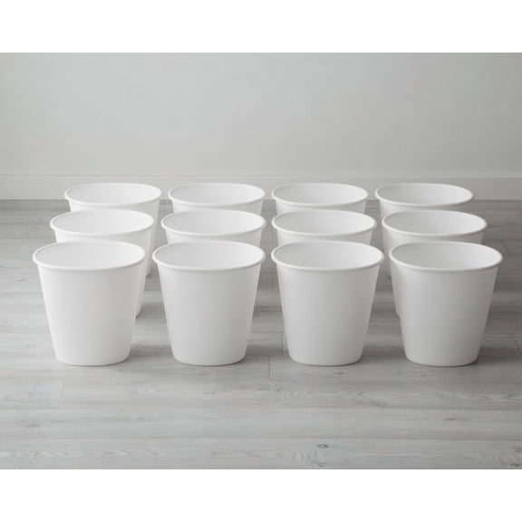 12-Pack - 1.5 Gallon / 6 Quart / 5.68 L White Multi-Purpose Buckets, Stackable Household Trash Cans, Party Supplies, Storage Containers