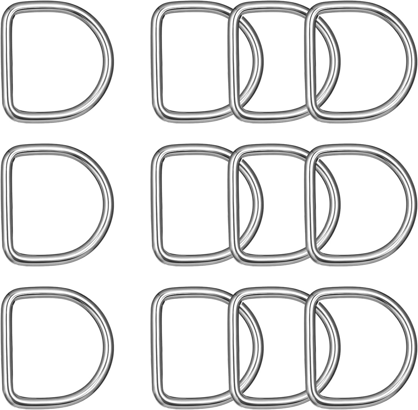 12 Pack 1.5 inch Metal D Ring, Heavy Duty Stainless Steel Dee Rings Buckle for Sewing Accessories Crafts Webbing Straps Dog Collar Backpacks