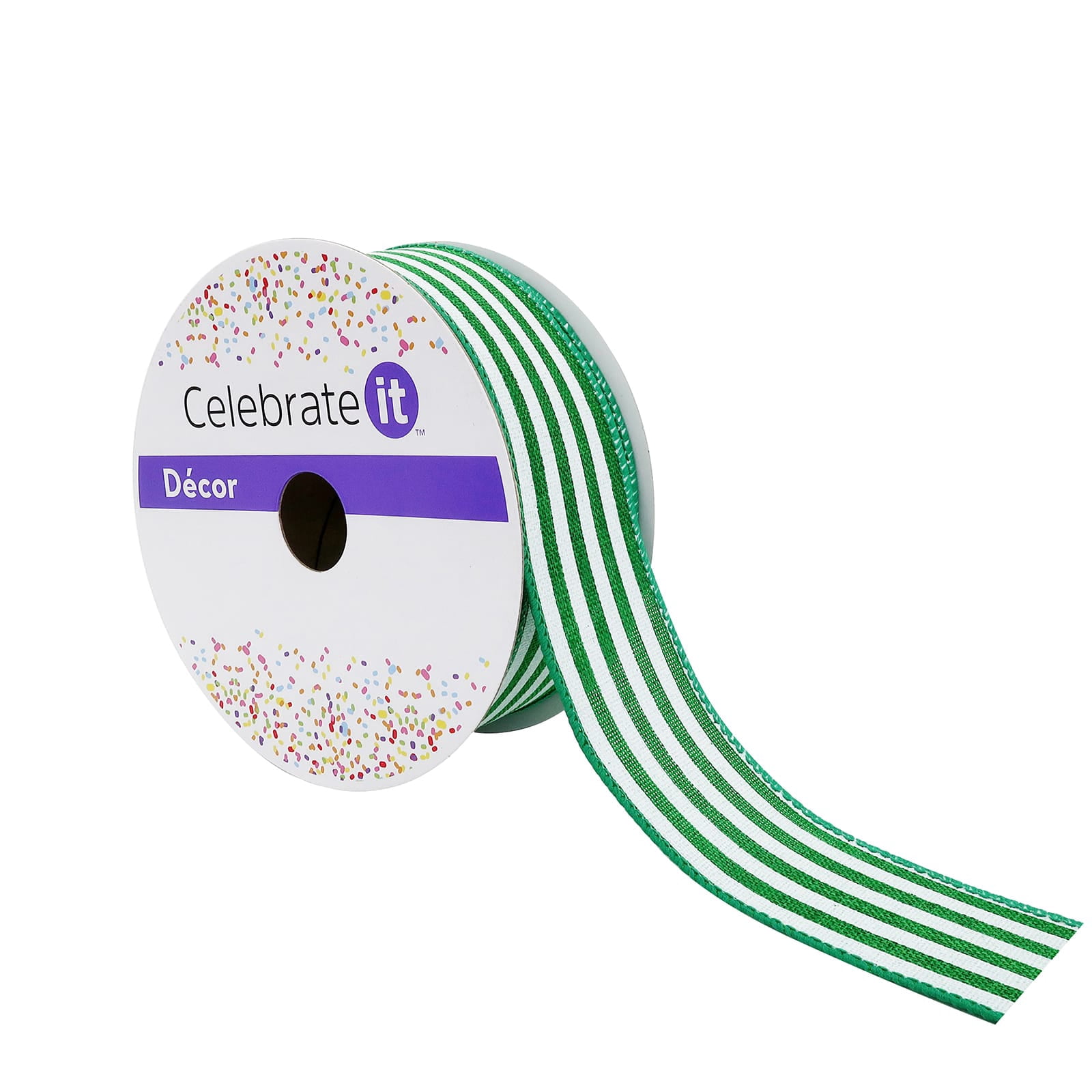 12 Pack: 1.5" x 10yd. Faux Linen Wired Thin Striped Ribbon by Celebrate It Specialty