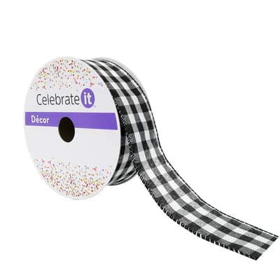 12 Pack: 1.5" x 10yd. Wired Gingham Ribbon by Celebrate It™