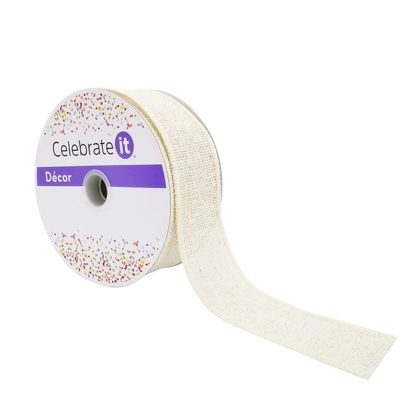 12 Pack: 1.5" x 30ft. Faux Burlap Wired Ribbon by Celebrate It