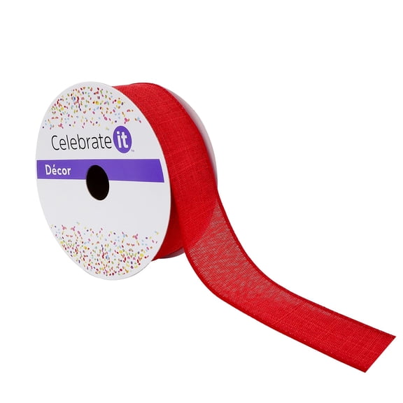 12 Pack: 1.5" x 30ft. Faux Linen Wired Ribbon by Celebrate It