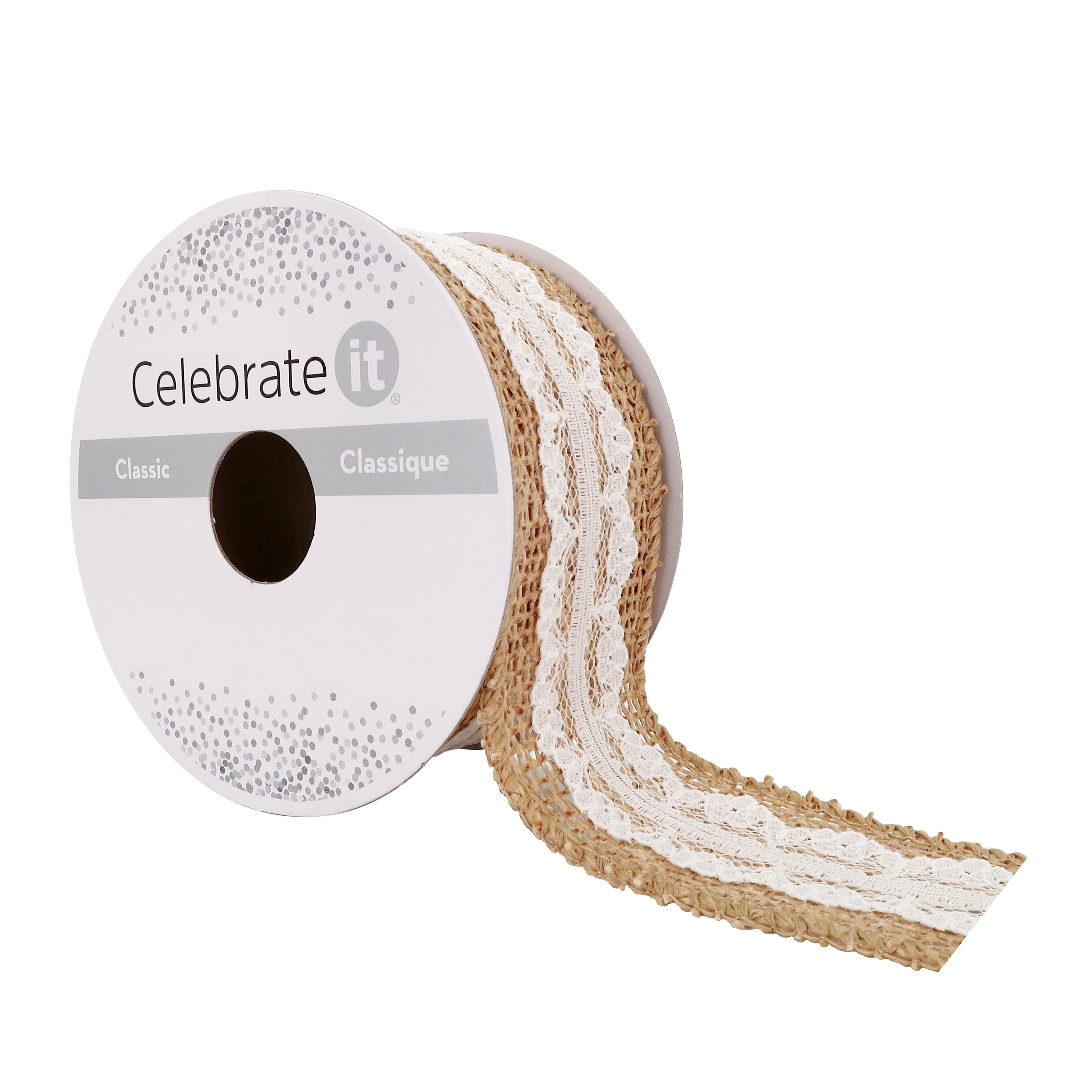 12 Pack: 1.5" x 3yd. Faux Burlap & Lace Wired Ribbon by Celebrate It Classic