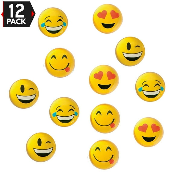 12 Pack 1.80" Emoticon Smile Face Emoticon Double Sided Translucent Super Hi Bounce Balls - Fun Gift Party