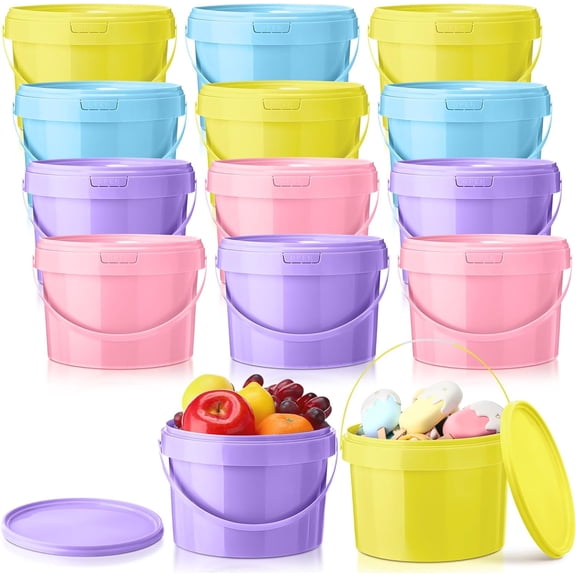 12 Pack 1 Gallon Food Grade Plastic Buckets with Lids and Handles Freeze Safe Multipurpose Storage Containers