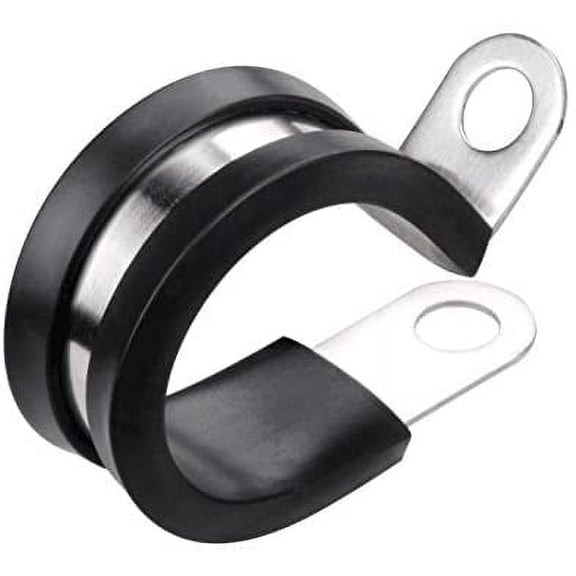 12 Pack 1 Inch Stainless Steel Cable Clamp, Rubber Cushioned Metal Insulated Clamp, Tube Holder for Tube, Pipe or Wire Cord Installation